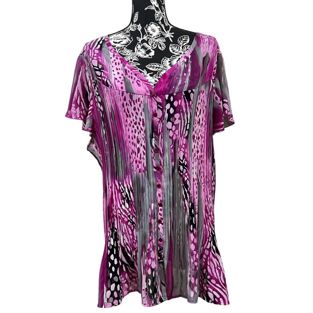 Lane Bryant Blouse Women's Purple Button Down Top‎